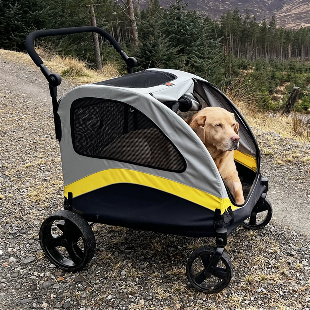 Premium Dog Stroller Pram 4 Wheel Foldable Cart Travel Walk Pet Jogger Wagon for Small Medium Large Dogs - Deribla Store