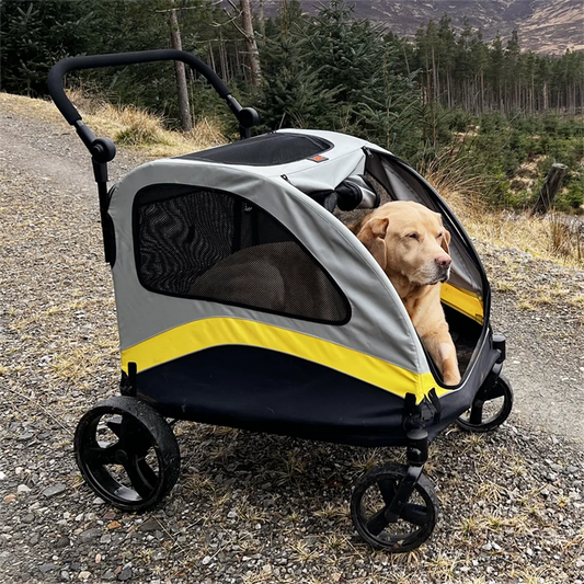Premium Dog Stroller Pram 4 Wheel Foldable Cart Travel Walk Pet Jogger Wagon for Small Medium Large Dogs - Deribla Store