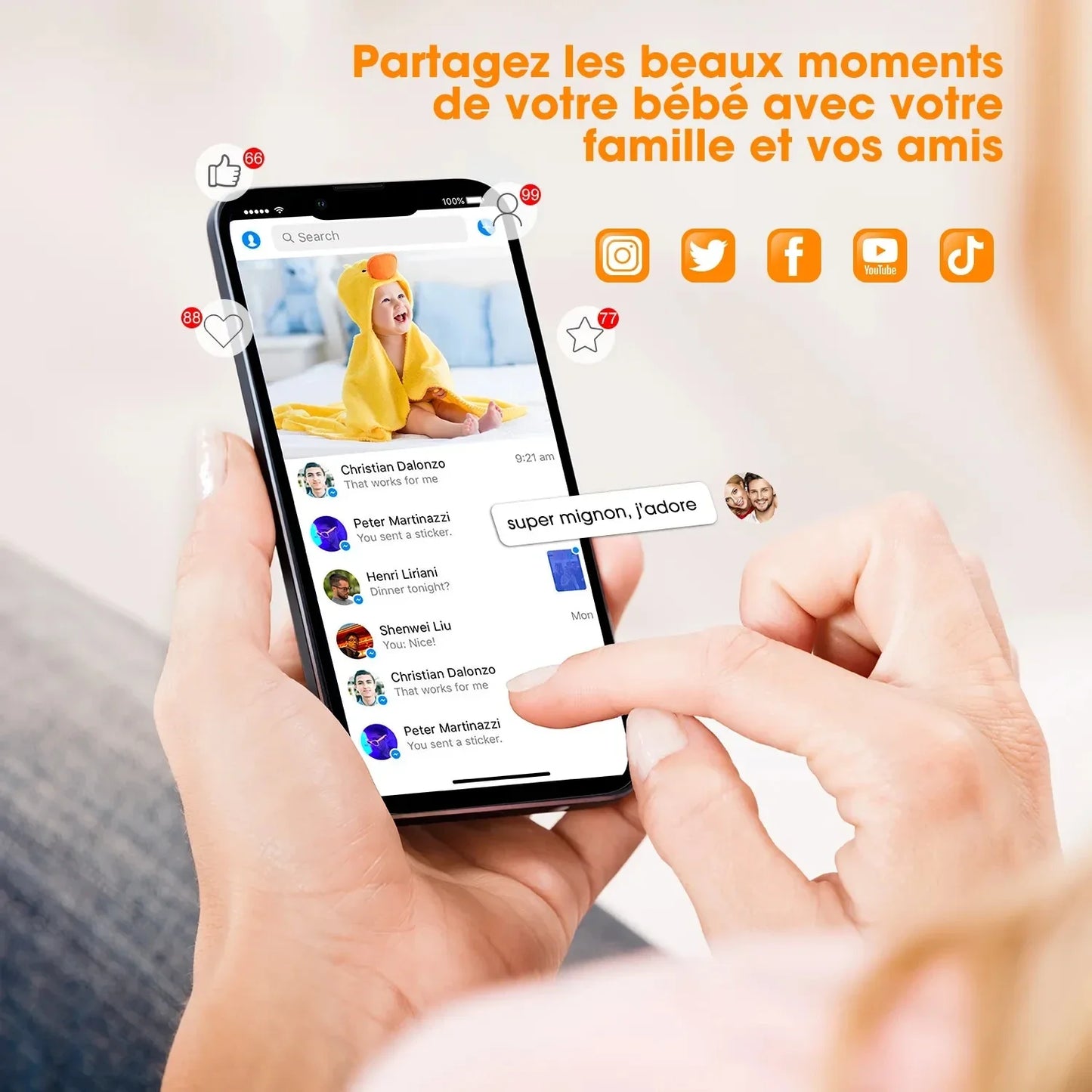 Baby Monitor 5 Inch LCD - Two Way Talk PTZ Camera