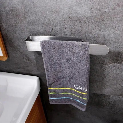 Stainless Steel Towel Rack - No-Drill Self-Adhesive Bar