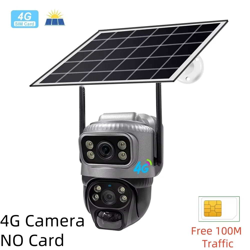 Caméra Solaire Double Lentille 4G 8MP - Dual Screen CCTV