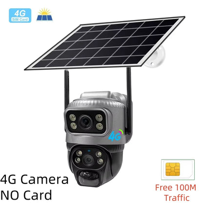 Caméra Solaire Double Lentille 4G 8MP - Dual Screen CCTV