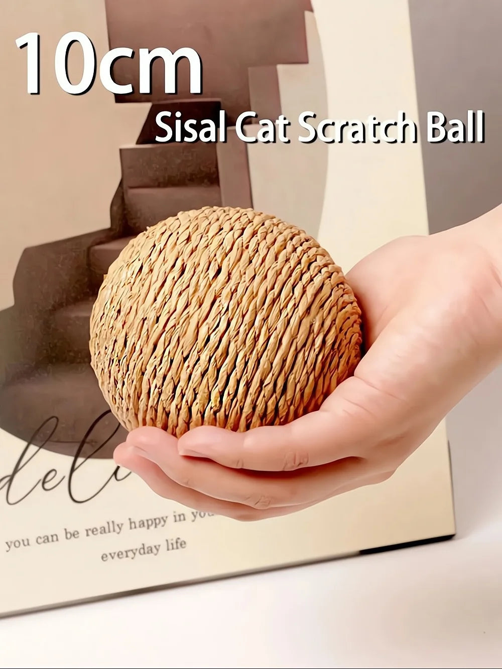 10cm Interactive Sisal Cat Scratching Ball Toy - Extra Large Rope Ball with Sound for Chewing & Playing - Deribla Store