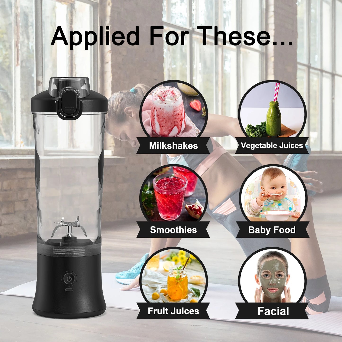 Mini Portable Blender - USB Rechargeable Electric Juicer for Smoothies & Fresh Juice (380ml) - Deribla Store