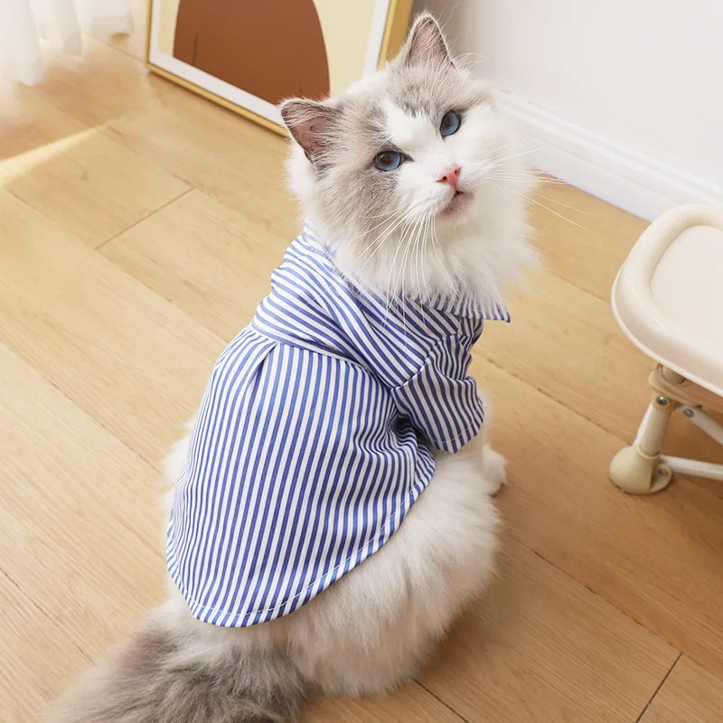 Summer Cat Shirt - Breathable Striped Vest for Cats & Small Dogs - Deribla Store