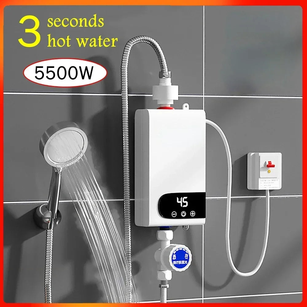 Instant Water Heater 5500W Electric 220V - Portable Tankless Shower - Deribla Store