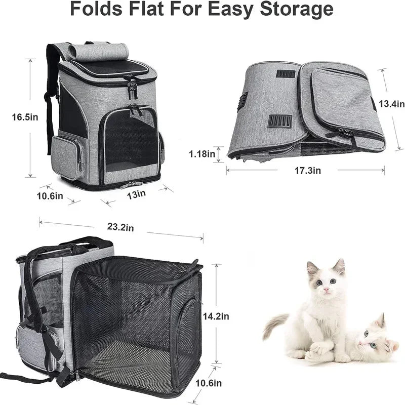 Expandable Pet Carrier Backpack - Large Capacity Breathable Travel Bag for Cats & Dogs - Deribla Store