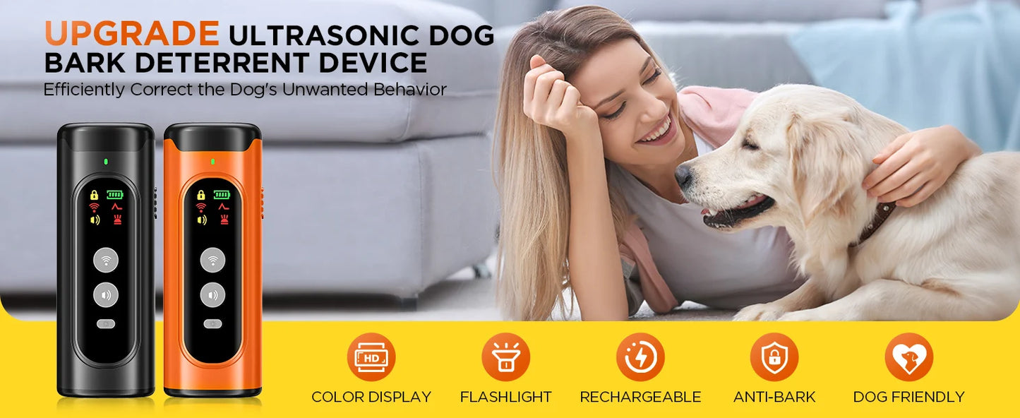 Ultrasonic Dog Repeller - 50FT Range Anti-Bark Training Device with LED Flashlight - Deribla Store