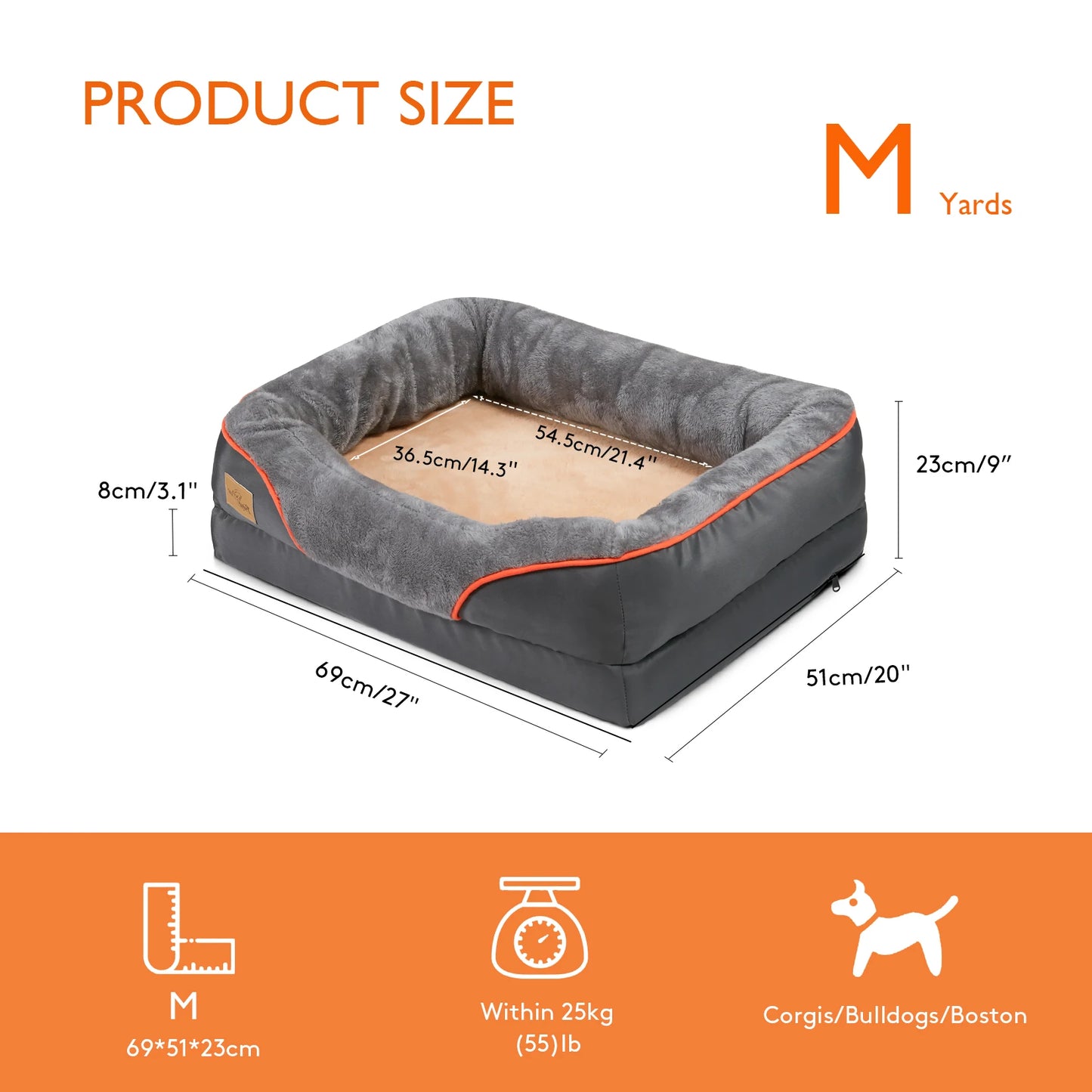 Orthopedic Dog Bed - Memory Foam Pet Bed with Removable Cover & Bolster (L-3XL) - Deribla Store