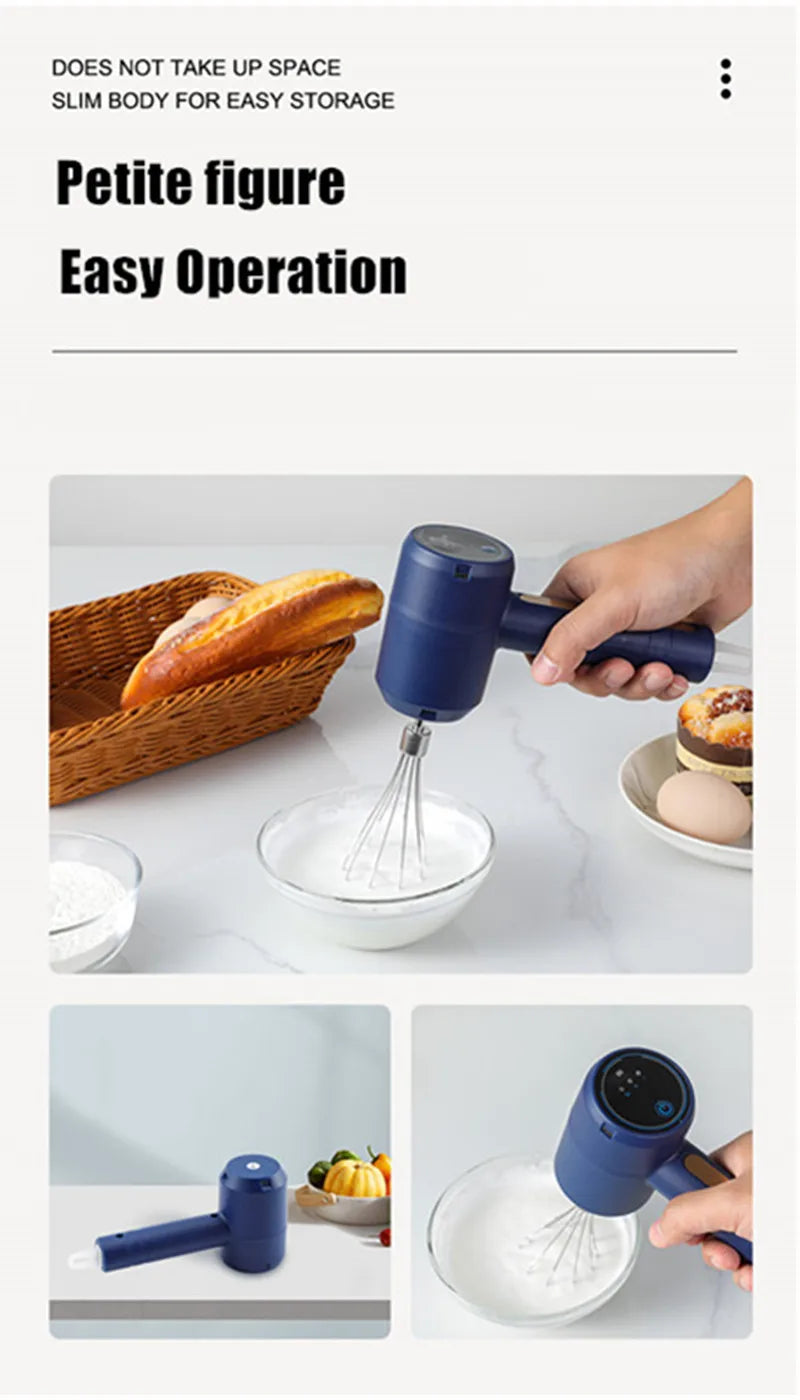 Electric Hand Mixer - 5-Speed Portable Egg Beater with Milk Frother & Dough Hooks - Deribla Store