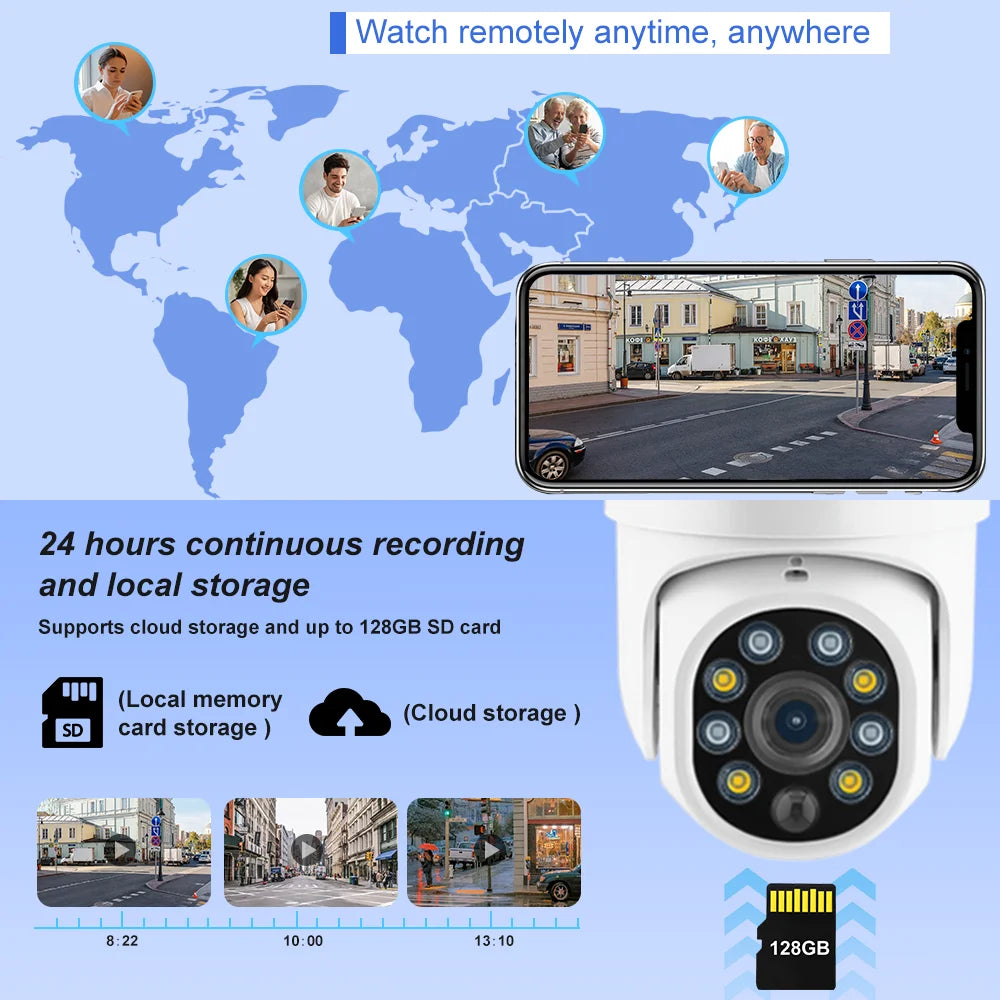 WiFi Camera Solar 8MP 4K - Tuya PIR Human Detection
