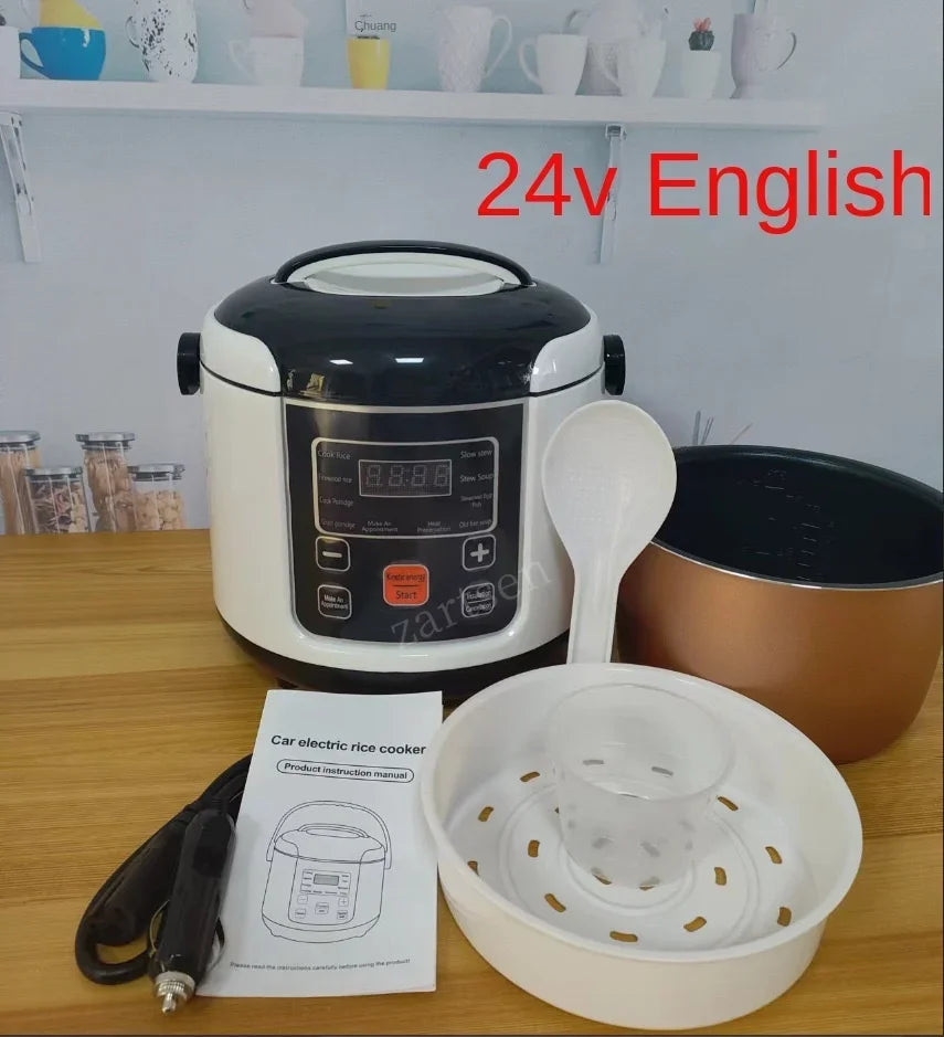 2L Portable Car Rice Cooker - 12V/24V Electric Mini Multicooker for Truck & Car Travel - Deribla Store