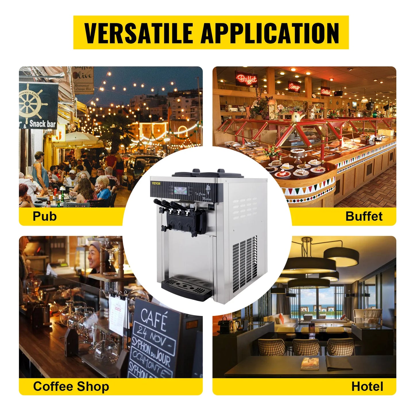 Commercial Soft Serve Ice Cream Machine - 3-Flavor 2200W with LED Display & Auto Clean (20-28L/H) - Deribla Store