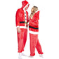 Mrs. Claus Christmas Costume - Velvet Hooded Jumpsuit with Faux Fur Trim & Belt - Deribla Store