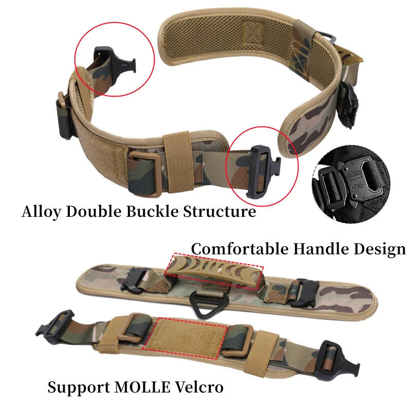 Adjustable Metal Double Buckle Tactical Dog Collar - Heavy-Duty Training Collar for Medium to Large Dogs - Deribla Store