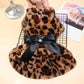 Winter Pet Clothes - Plush Leopard Print Dress Coat for Small Dogs & Cats - Deribla Store