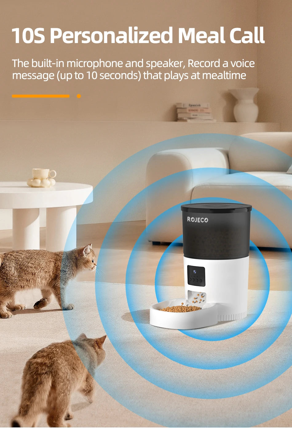 ROJECO Smart Cat Feeder with Camera - 3L Automatic Pet Food Dispenser with Voice Recorder - Deribla Store