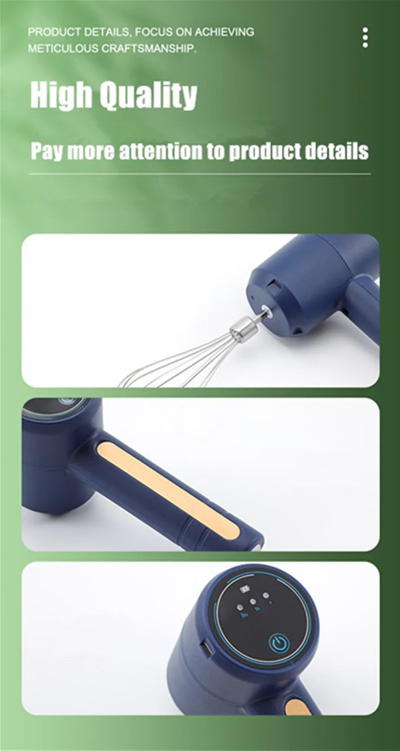 Electric Hand Mixer - 5-Speed Portable Egg Beater with Milk Frother & Dough Hooks - Deribla Store