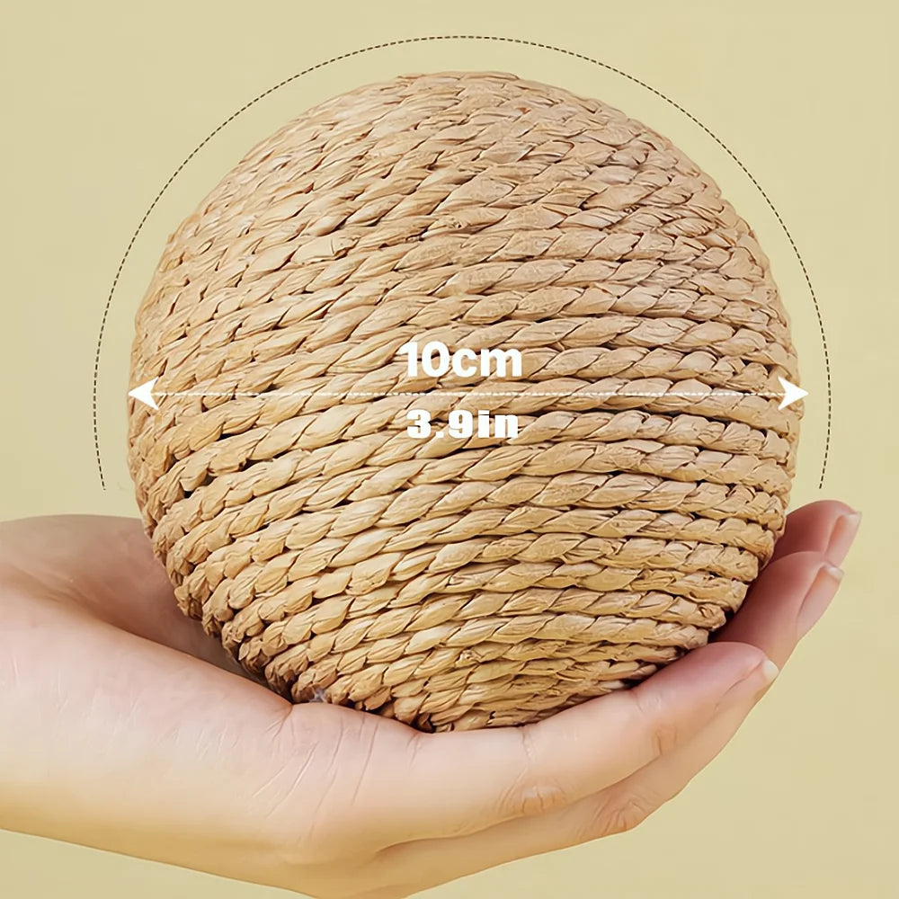 10cm Interactive Sisal Cat Scratching Ball Toy - Extra Large Rope Ball with Sound for Chewing & Playing - Deribla Store