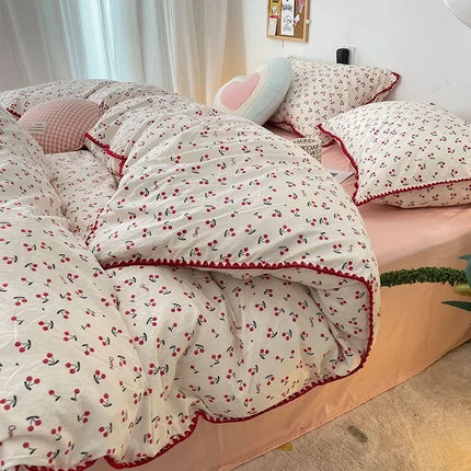 Queen Bedding Set - Soft Washed Cotton 4-Piece Set