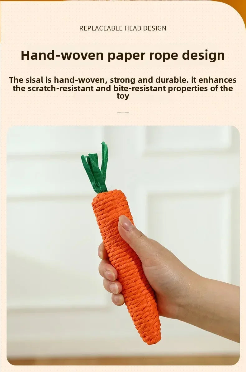 Fabric Carrot Cat Toy - Bite-Resistant Dental Cleaning Toy with Sound - Deribla Store