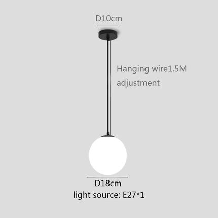 Glass Ball Pendant Light - Modern Globe Hanging Lamp E27