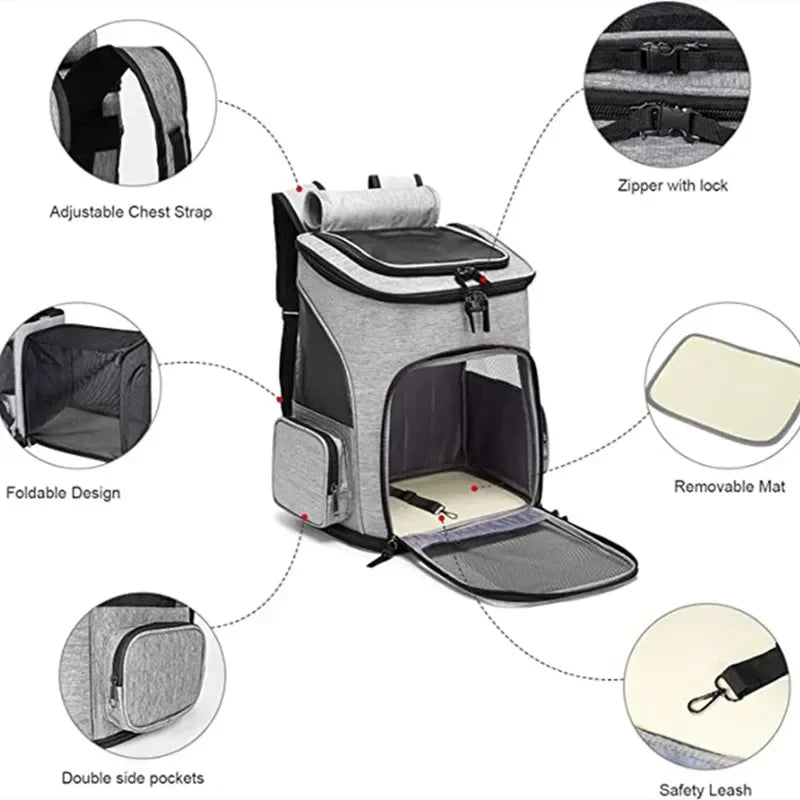 Expandable Pet Carrier Backpack - Large Capacity Breathable Travel Bag for Cats & Dogs - Deribla Store