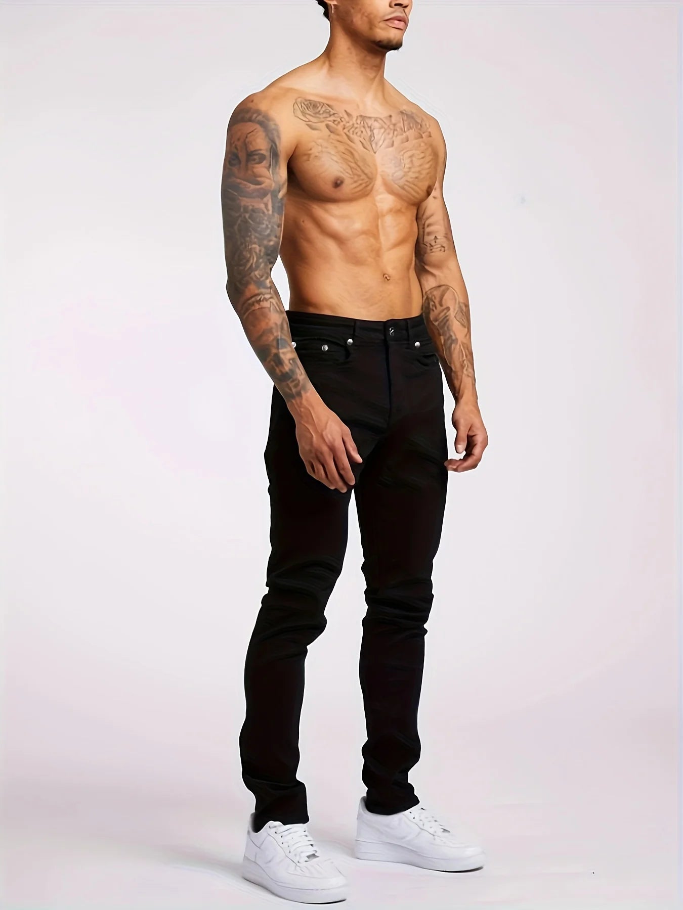 Men's jeans, fashionable stretch solid color jeans, fashionable