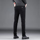 Spring Autumn New Men's Pure Black Slim Jeans Elastic Straight