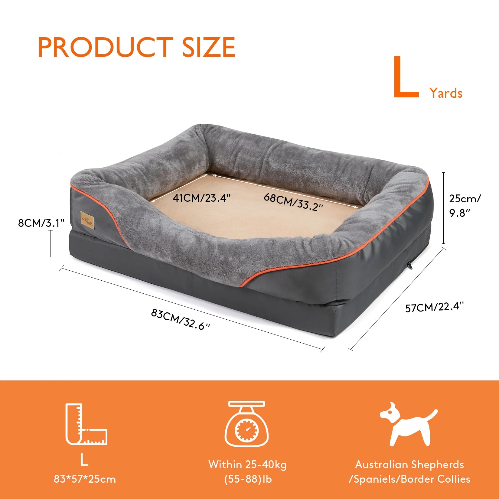 Orthopedic Dog Bed - Memory Foam Pet Bed with Removable Cover & Bolster (L-3XL) - Deribla Store