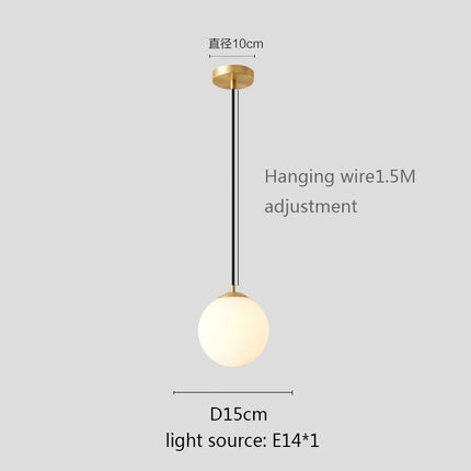 Glass Ball Pendant Light - Modern Globe Hanging Lamp E27