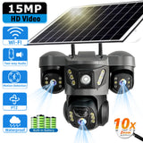 Triple Lens Camera Solar WiFi - 10X Zoom Auto Tracking V380