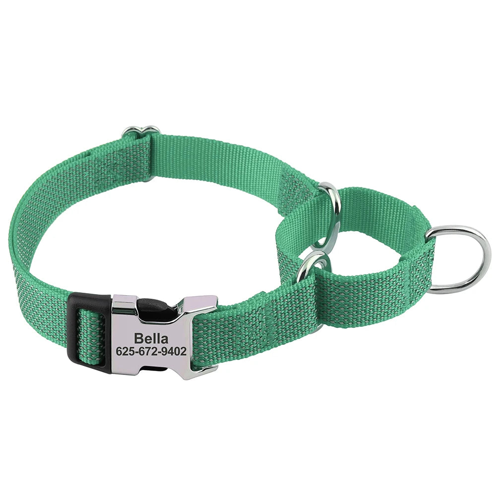 Custom Reflective Dog Collar - Personalized Nylon with Handle for All Sizes - Deribla Store