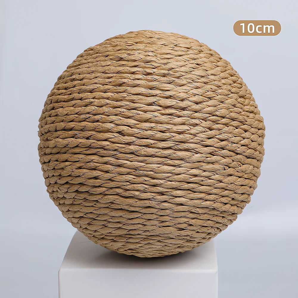 10cm Interactive Sisal Cat Scratching Ball Toy - Extra Large Rope Ball with Sound for Chewing & Playing - Deribla Store