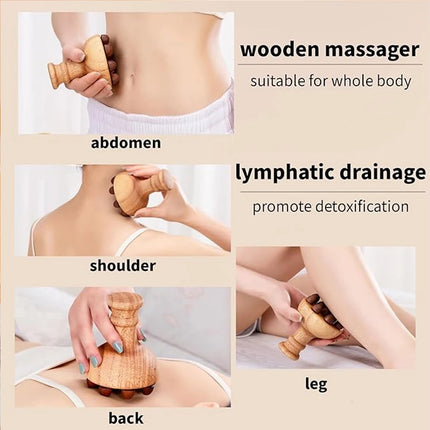 Wooden Mushroom Massager - Lymphatic Drainage & Body Therapy Tool