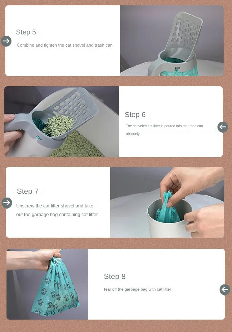 Cat Litter Scoop Shovel - Self-Cleaning Filter Toilet Garbage Picker with Waste Bags - Deribla Store