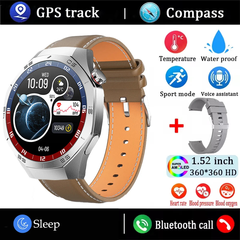 2025 New NFC Smart Watch Men HD AMOLED Screen GPS
