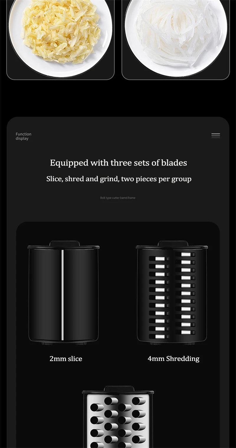 Electric Vegetable Cutter - 200W Multifunctional Slicer, Shredder & Grater with 3 or 5 Blades - Deribla Store