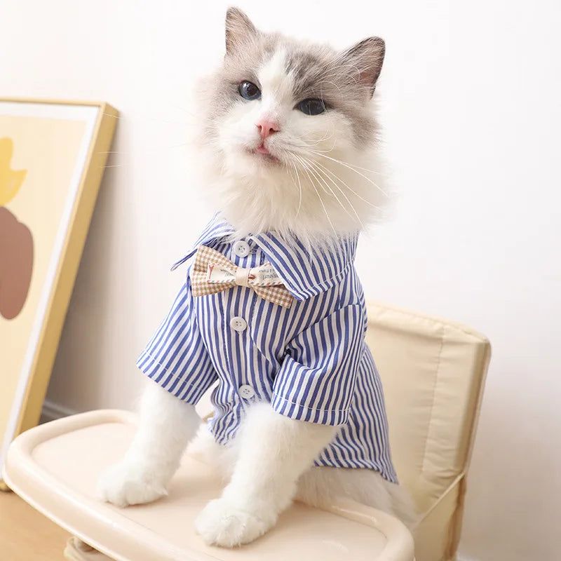 Summer Cat Shirt - Breathable Striped Vest for Cats & Small Dogs - Deribla Store