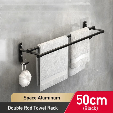 Bathroom Hand Towel Rack - No-Drill Wall Mount 2-Tier