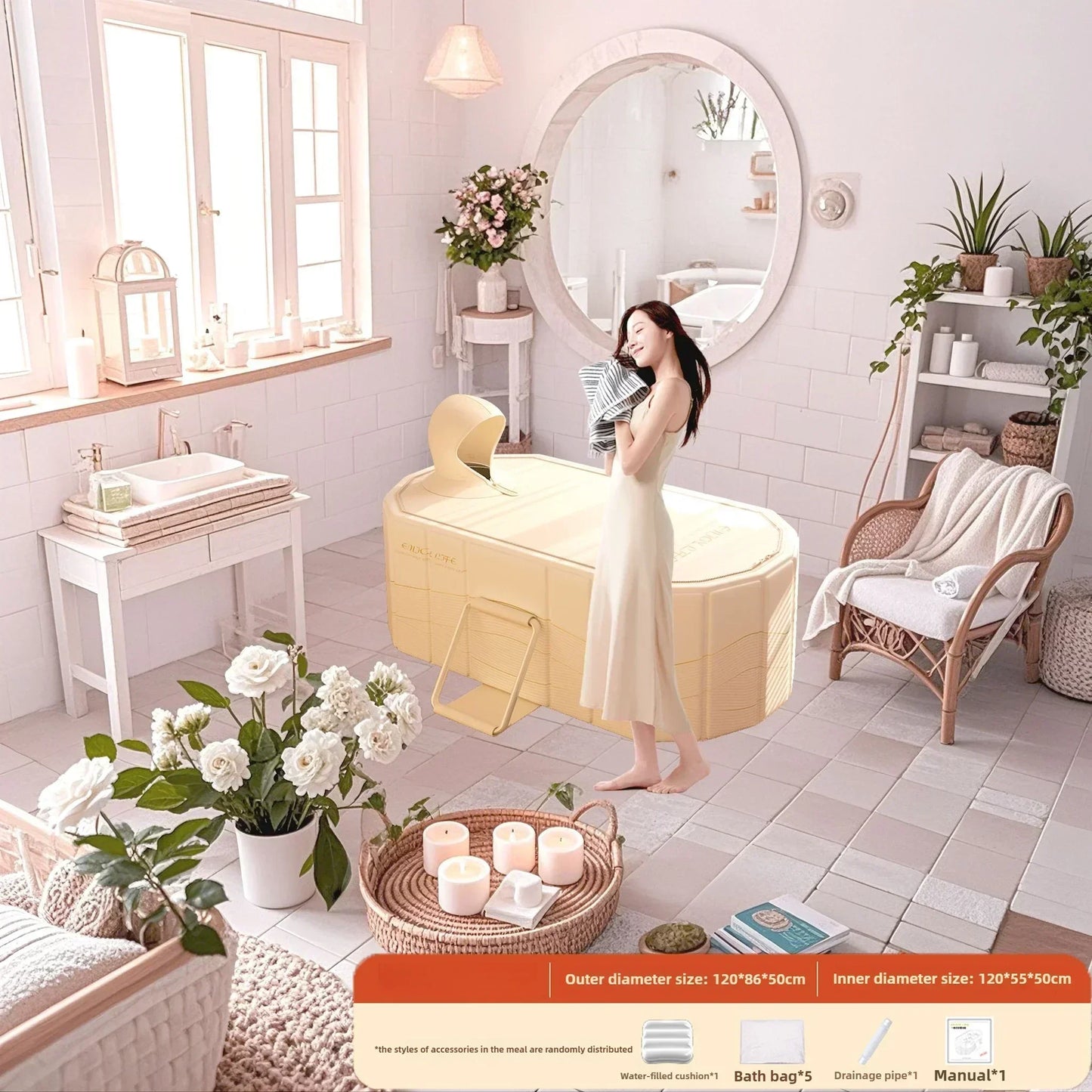 Folding Portable Bathtub - Double Adult Full Body Bath Tub - Deribla Store