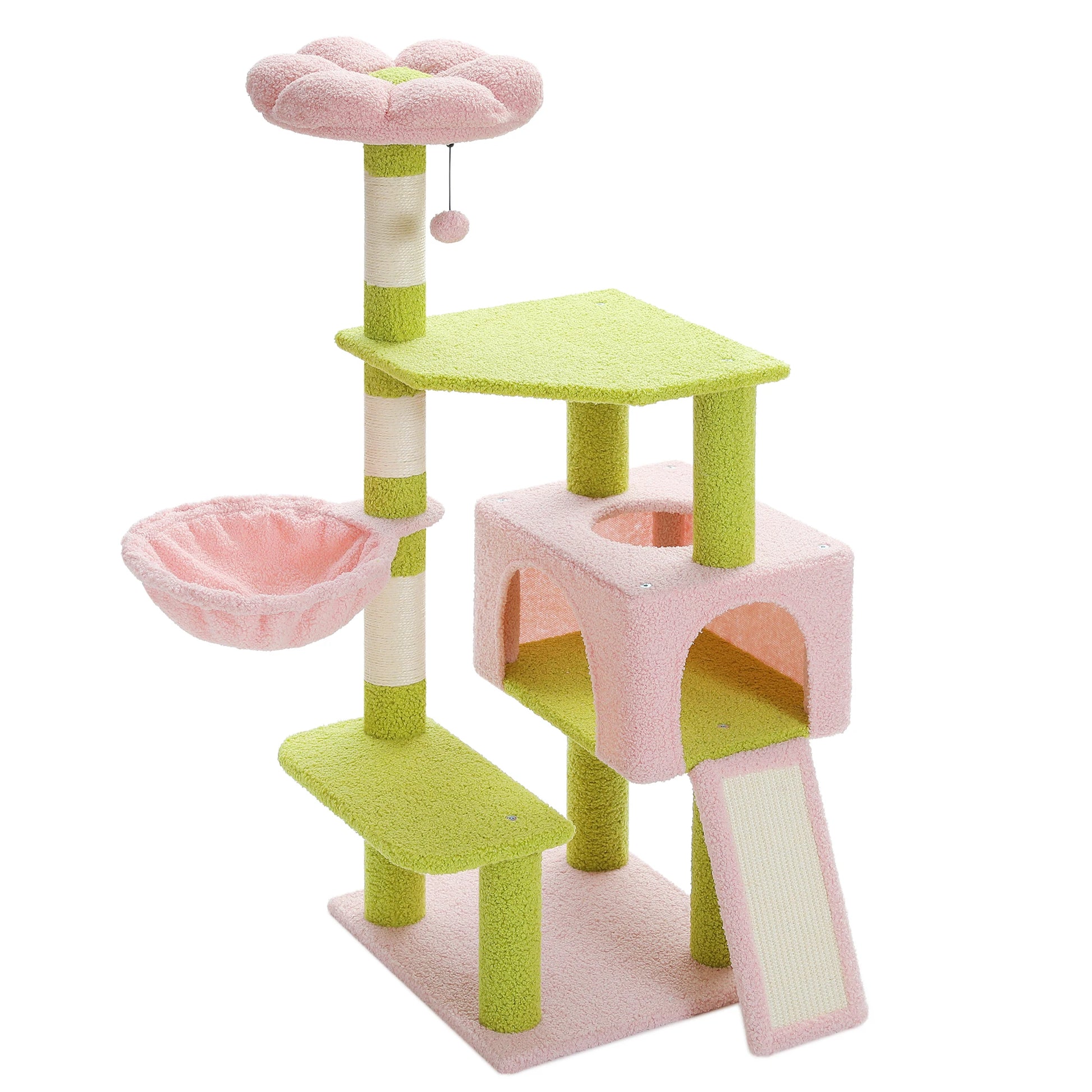 Flower Cat Tree - Multi-Level Tower with Sisal Posts, Hammock & Ramp for Indoor Cats - Deribla Store