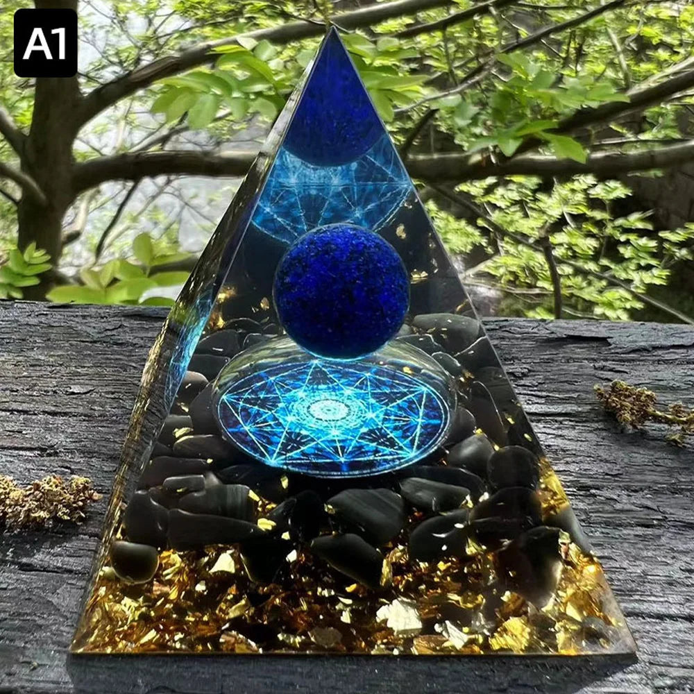 6cm Energy Pyramid Orgonite Reiki Natural Amethyst Ball Healing