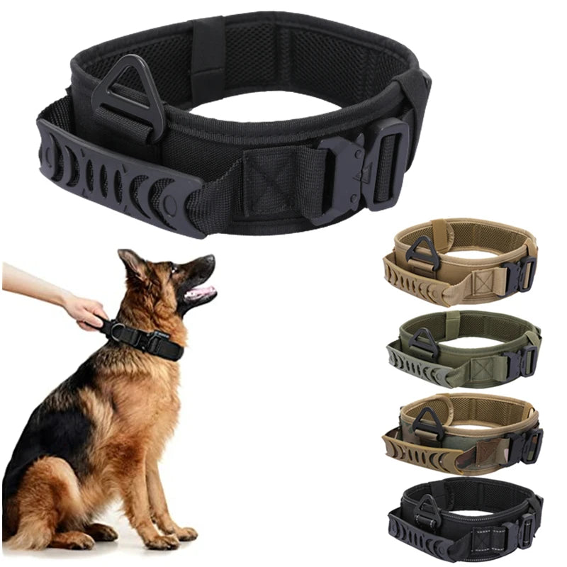 Adjustable Metal Double Buckle Tactical Dog Collar - Heavy-Duty Training Collar for Medium to Large Dogs - Deribla Store