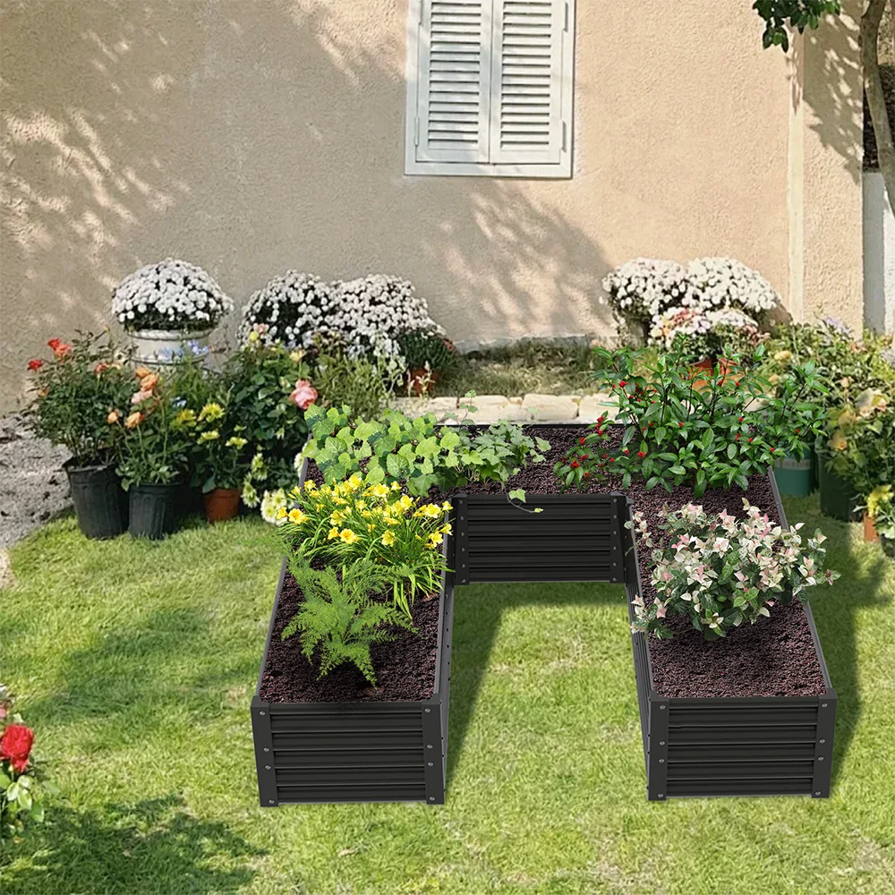 U-Shaped Galvanized Raised Garden Bed - 6x6x1.5ft Metal Planter Box, Anti-Rust & Easy Setup - Deribla Store