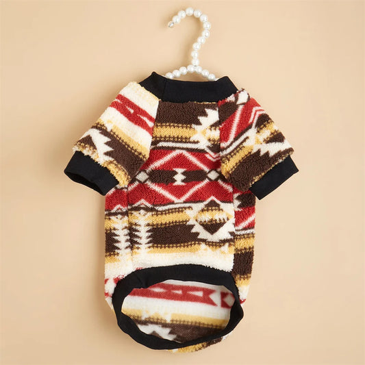 Autumn Winter Dog Clothes - Warm Plush Ethnic Style Sweater for Small Dogs & Cats - Deribla Store