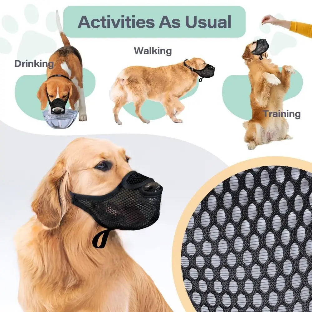 Breathable Mesh Dog Muzzle - Adjustable Anti-Bite Mouth Cover for Small to Large Dogs - Deribla Store