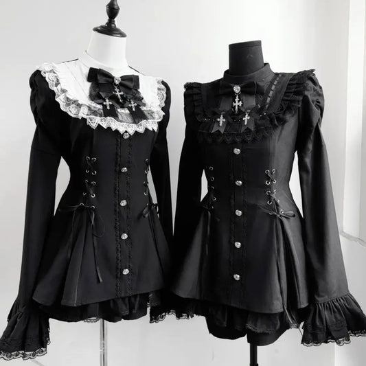 Y2k Aesthetic Lolita Style Bow Dress Shorts Set Japanese Women