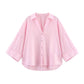 HipSeam Wide Sleeved Shirt Women Spring Asymmetric Hem