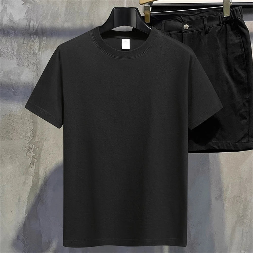 Men T Shirt Summer Cotton Tops Women Solid Color Blank Tshirts